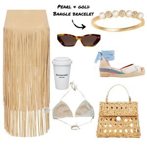 Pearl & Pave Stone Bangle Bracelet